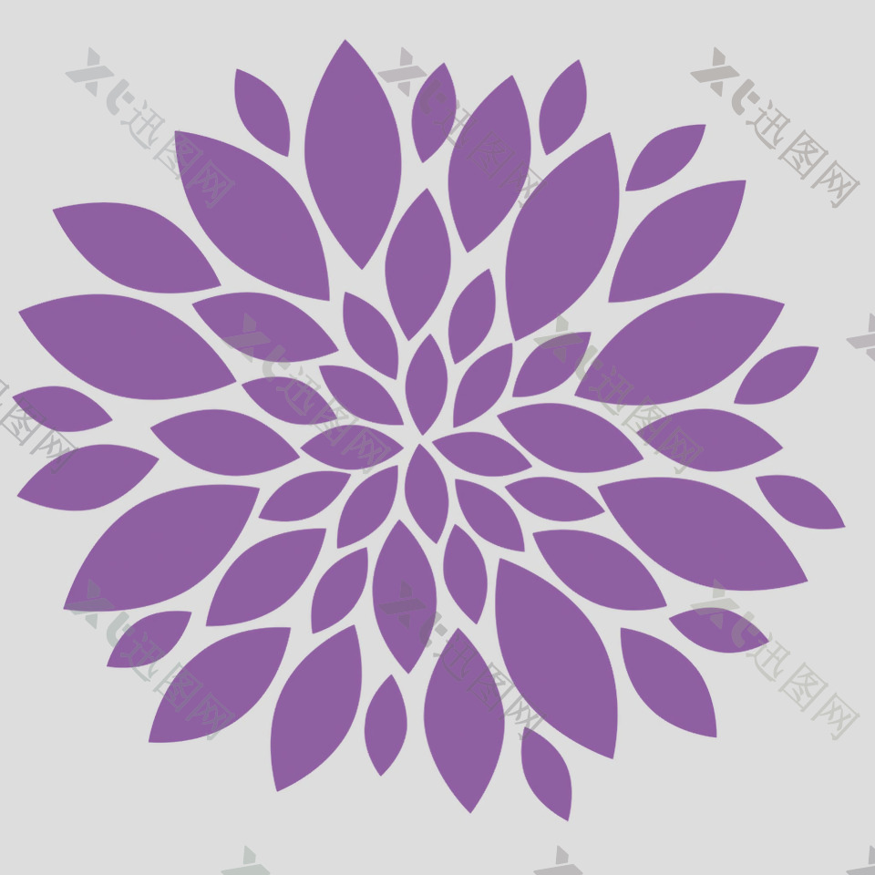手绘抽象紫色菊花免抠psd透明素材