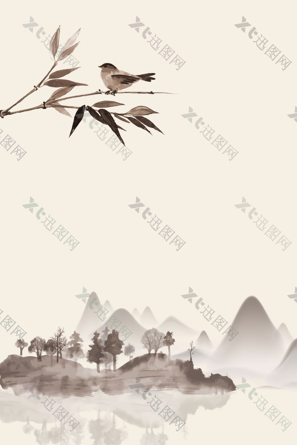 中国风山水画元素背景