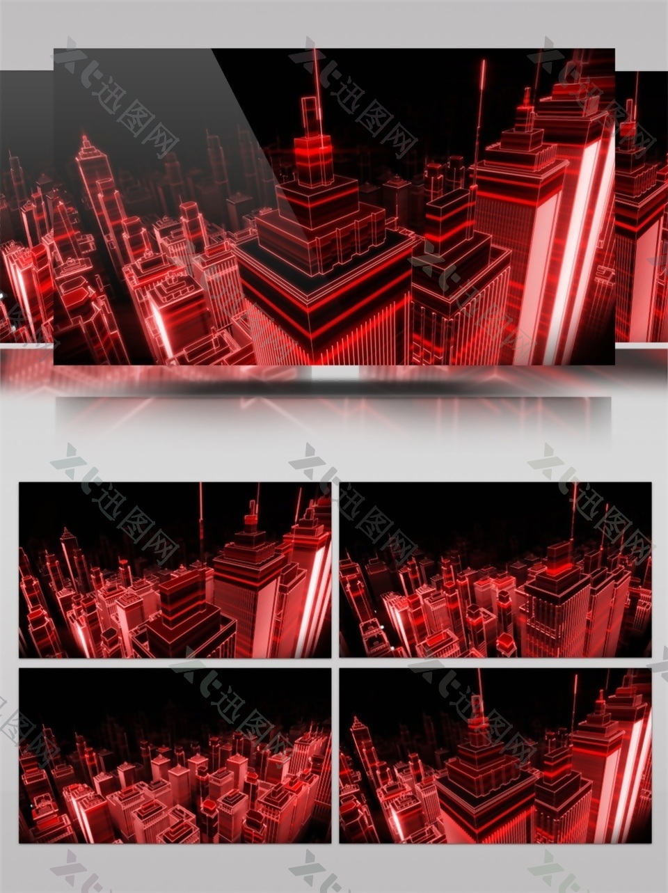 红色城市建筑群视频素材