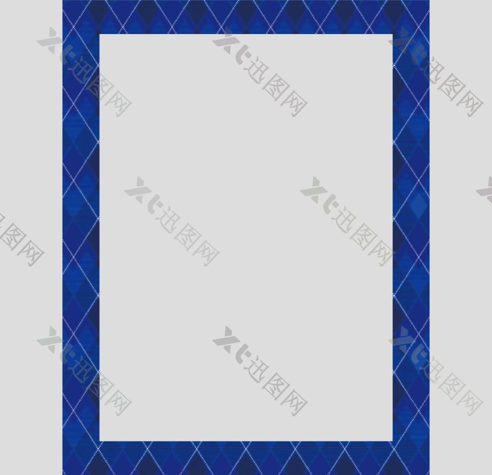 菱形图案方形蓝色边框免抠psd透明素材