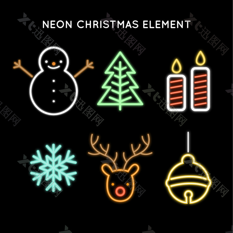 2017圣诞节霓虹灯元素设计