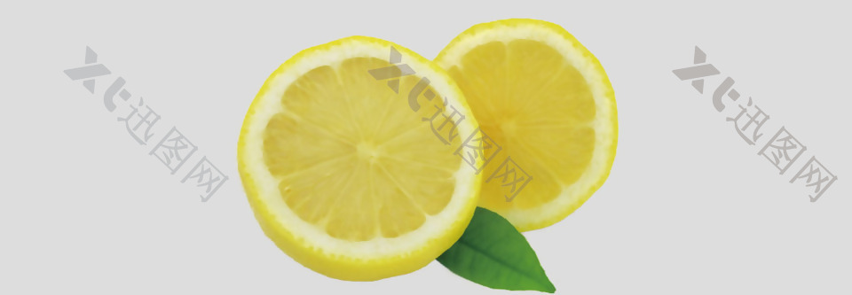 切开的黄色柠檬免抠psd透明素材