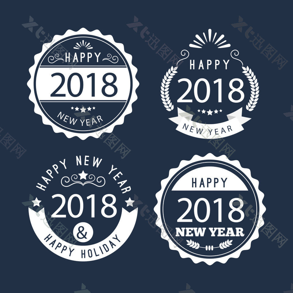 2018新年圆形字体标签设计