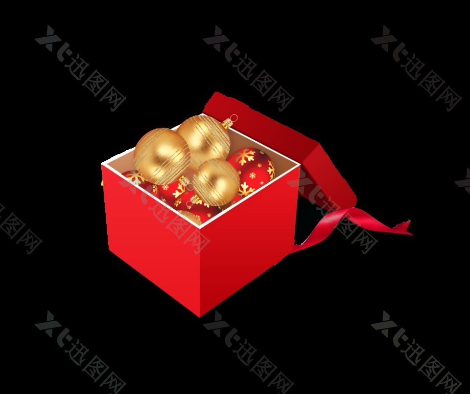 红色喜庆圣诞球礼盒