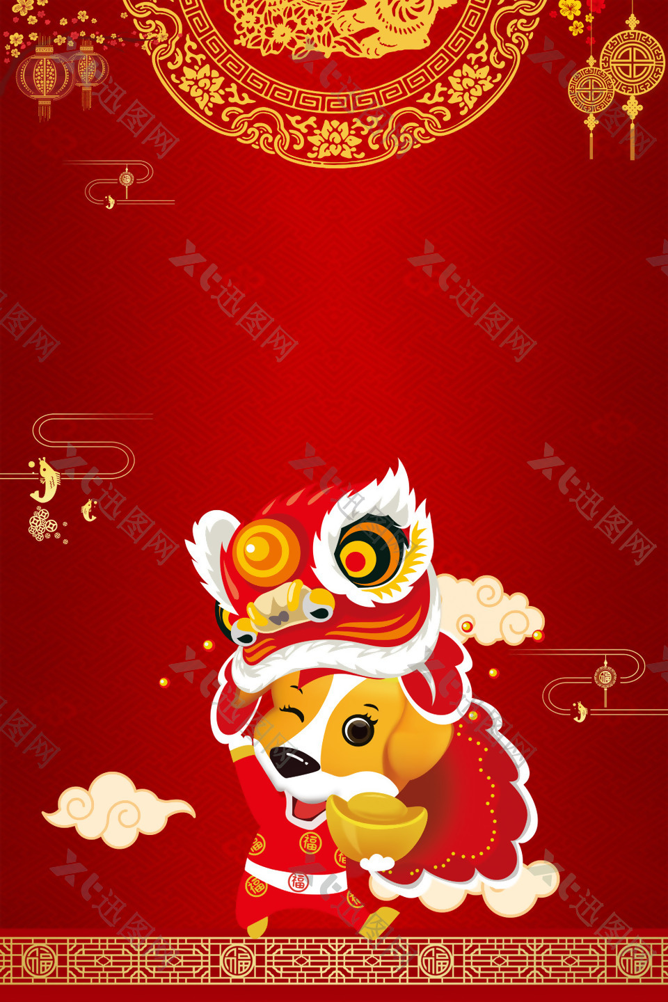 红色喜庆春节古典背景