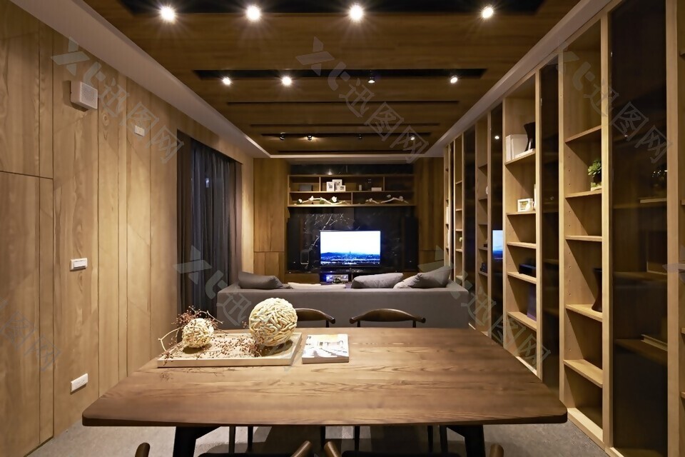 现代木制家具客厅室内装修效果图