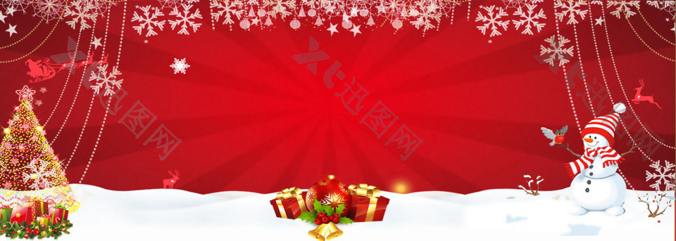 圣诞节红色舞台banner背景素材