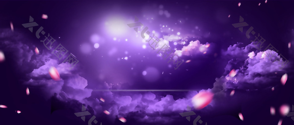 浪漫紫色云朵banner背景素材