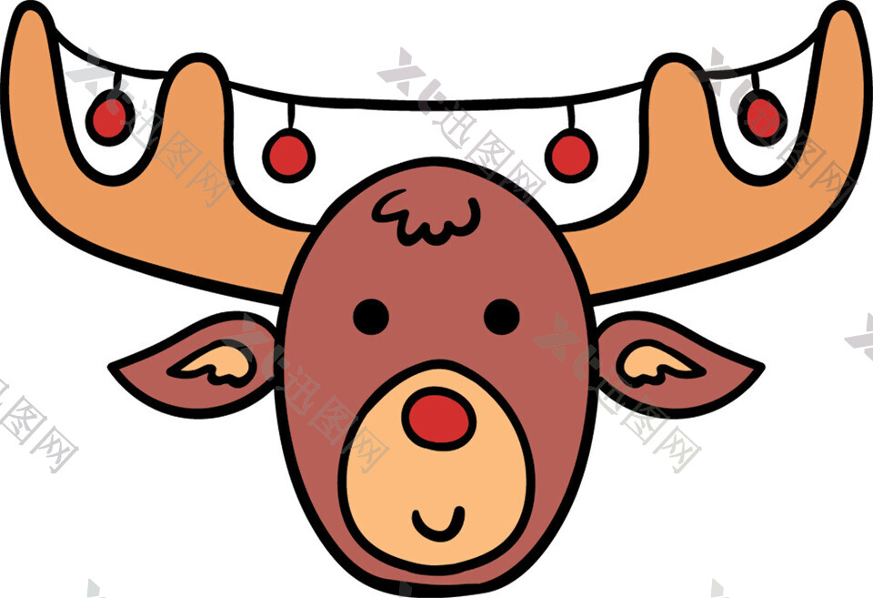 卡通圣诞麋鹿头像PNG元素