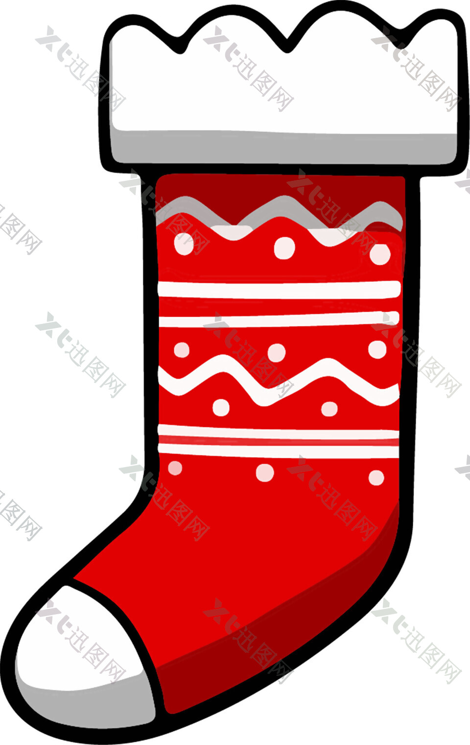 卡通红色条纹圣诞袜元素