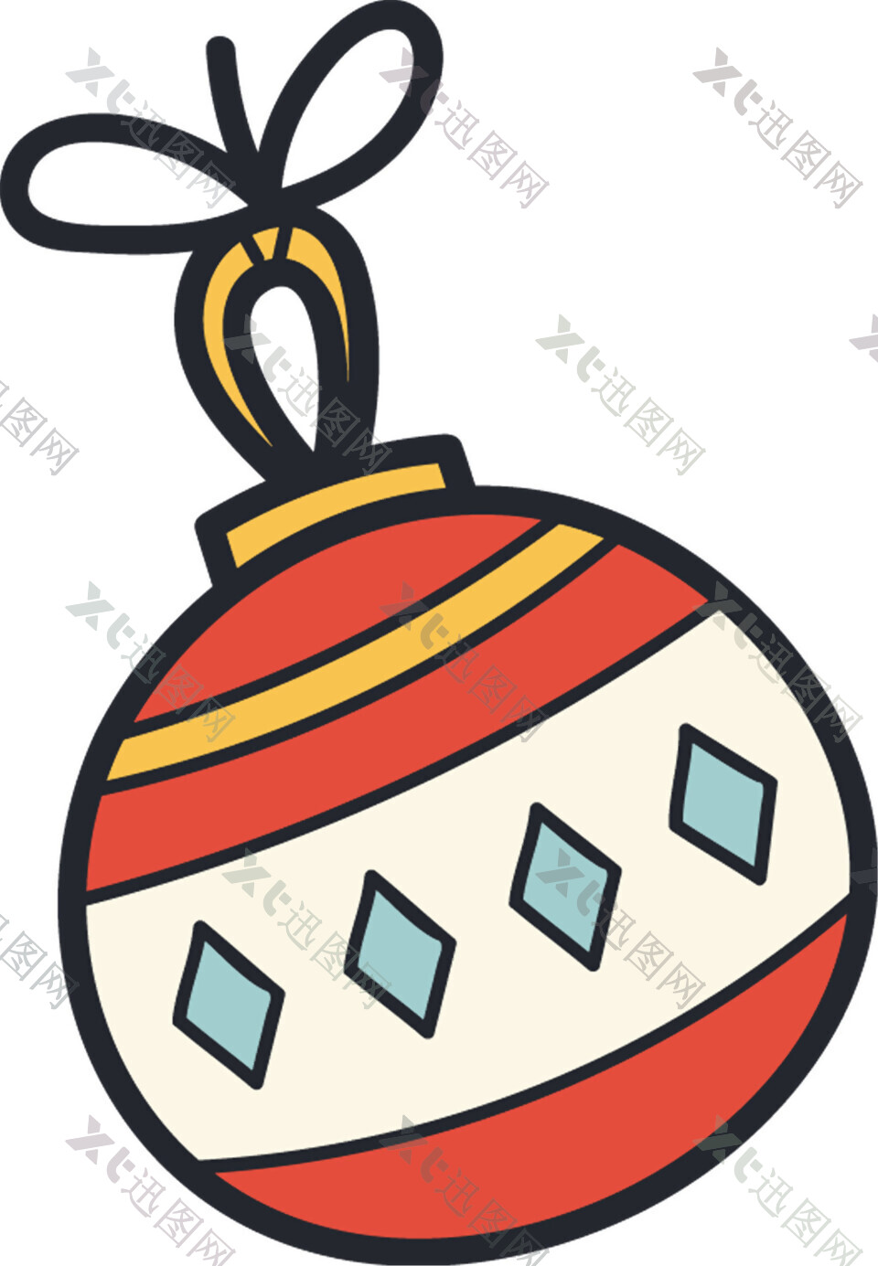 卡通圣诞装饰彩球挂件PNG元素