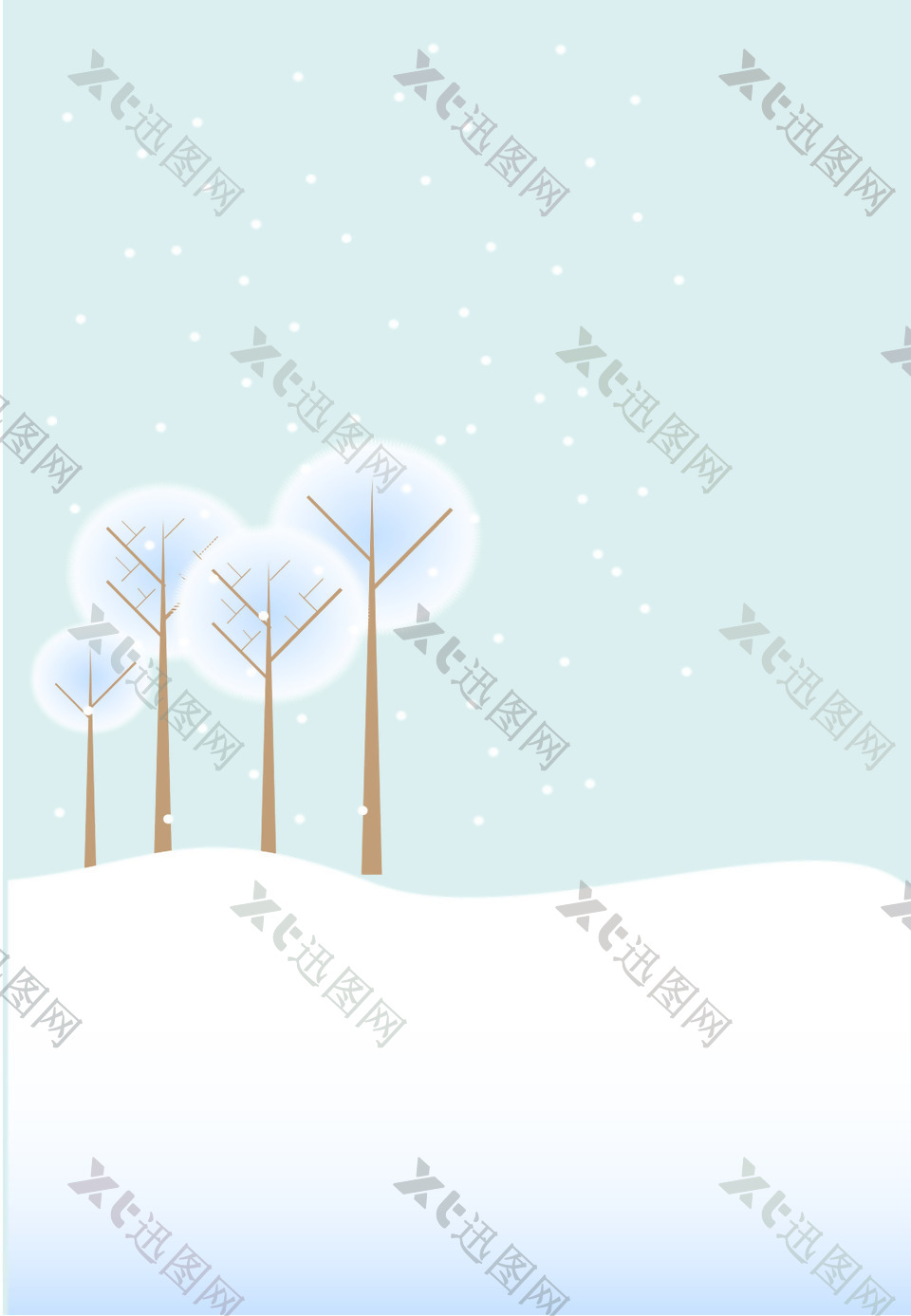 矢量简约卡通圣诞节雪景背景素材