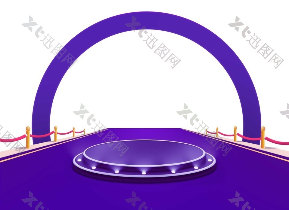 紫色彩虹舞台png元素素材