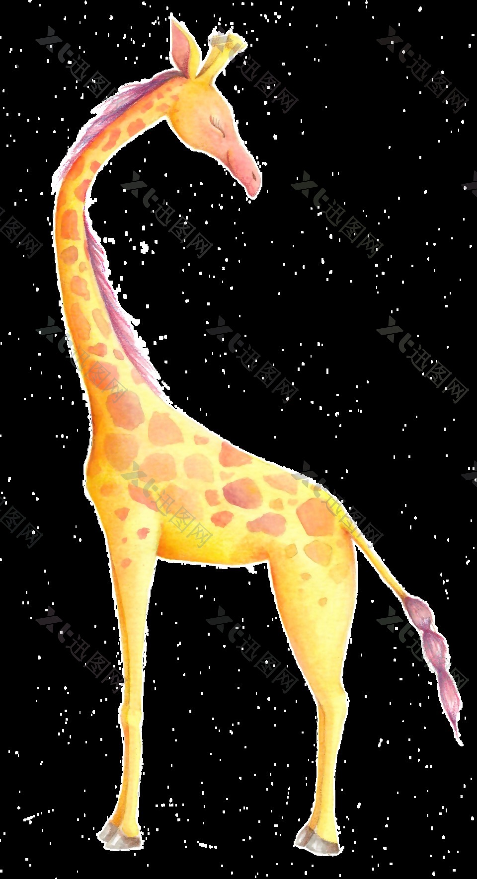 动物园长颈鹿卡通透明素材