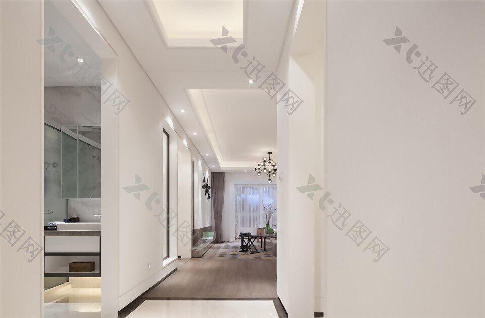现代时尚客厅白色壁灯室内装修效果图