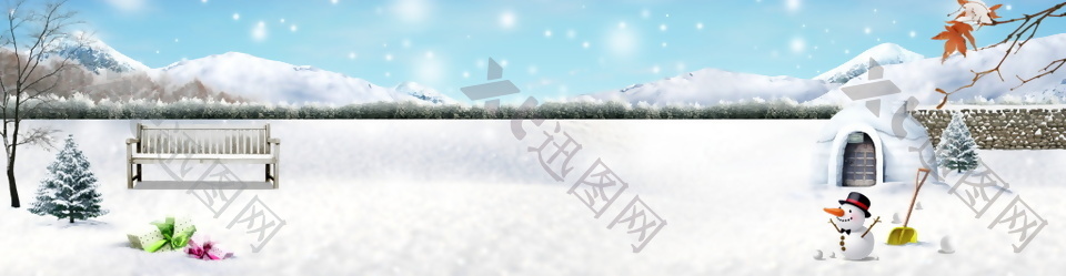 冬季小清新雪地banner背景