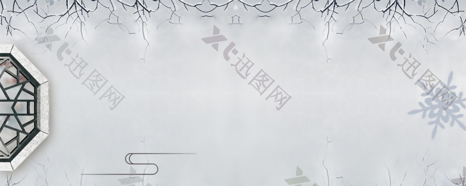 中国风冬季雪花元素banner背景