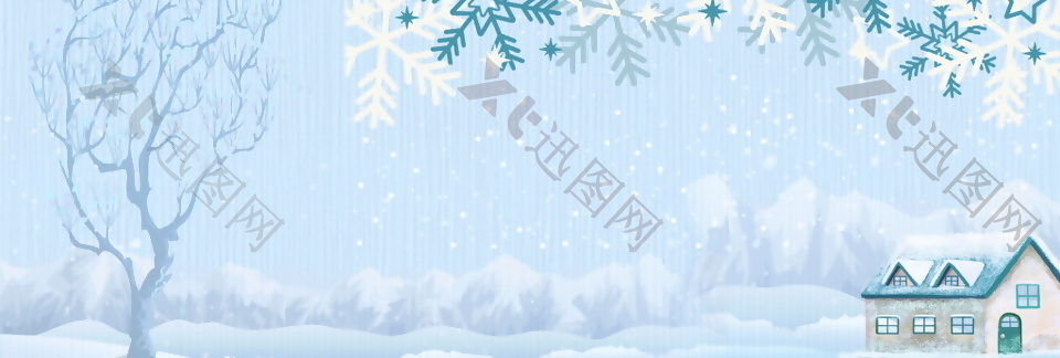 冬季唯美雪景banner背景
