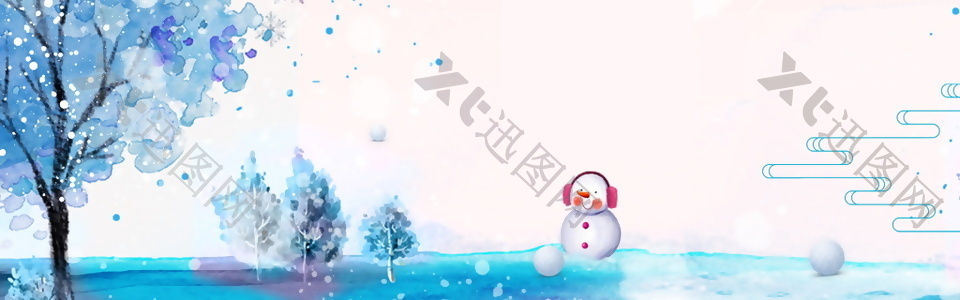冬季唯美雪景banner背景