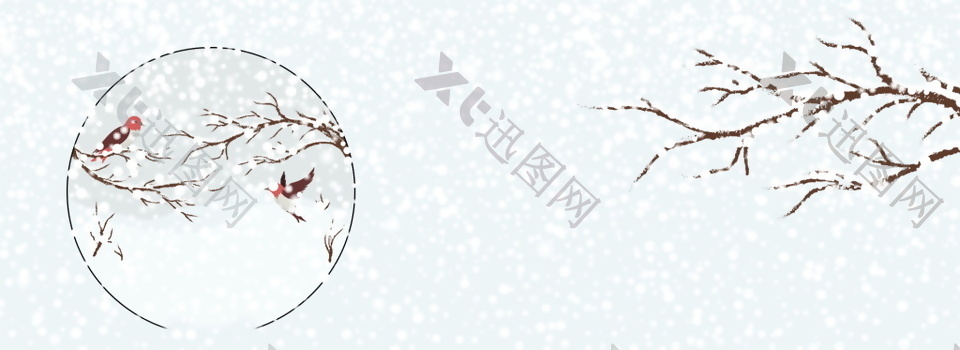 冬季雪树花枝banner背景