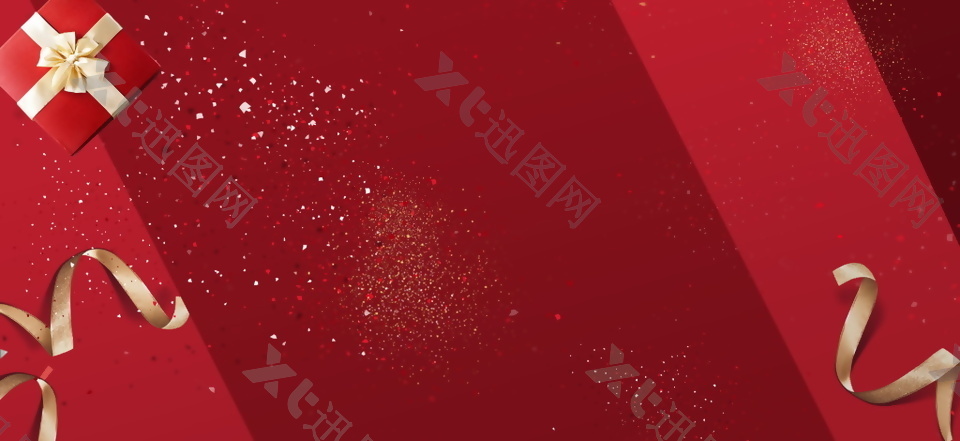 红色圣诞主题banner背景