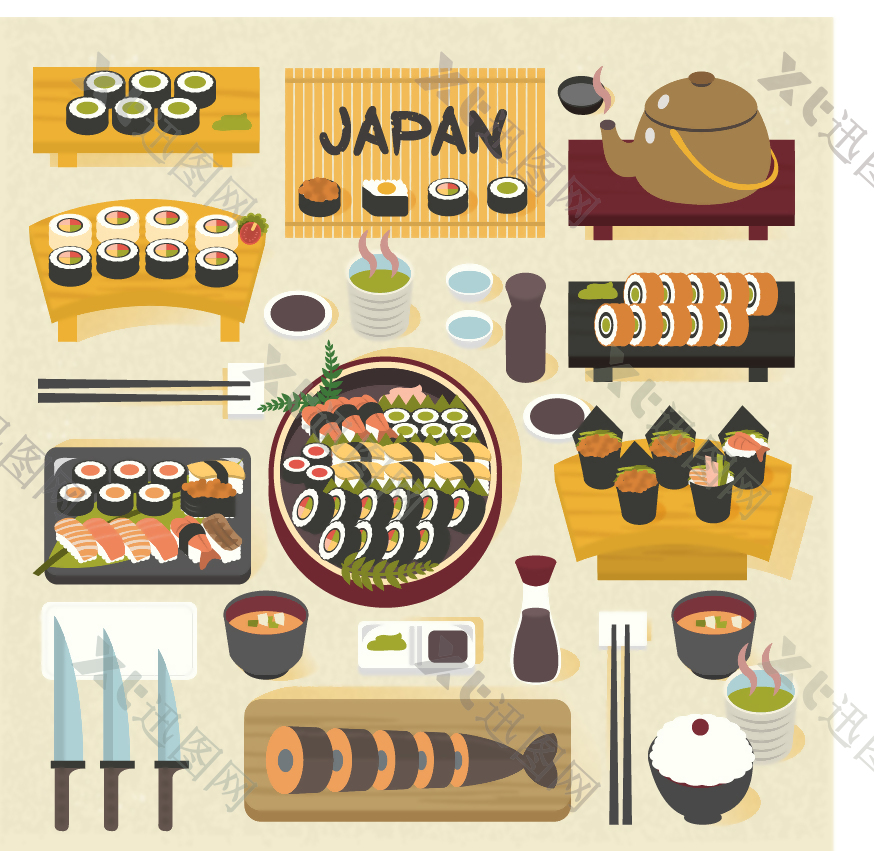 美味的日本料理插画