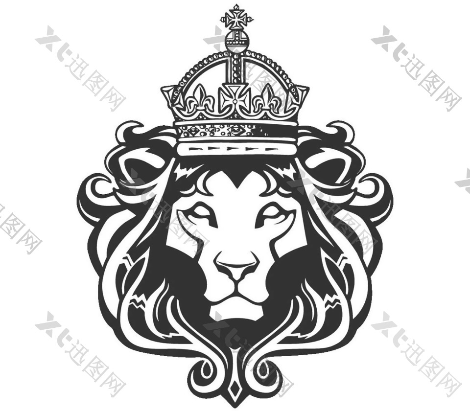 手绘狮子标志元素