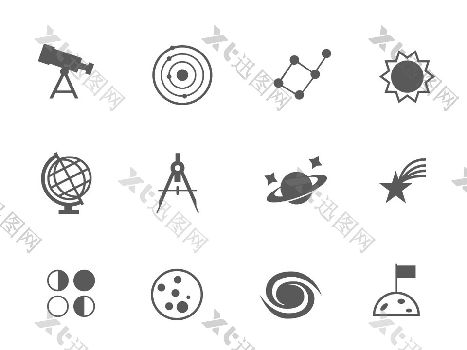 12个天文学和太空的图标