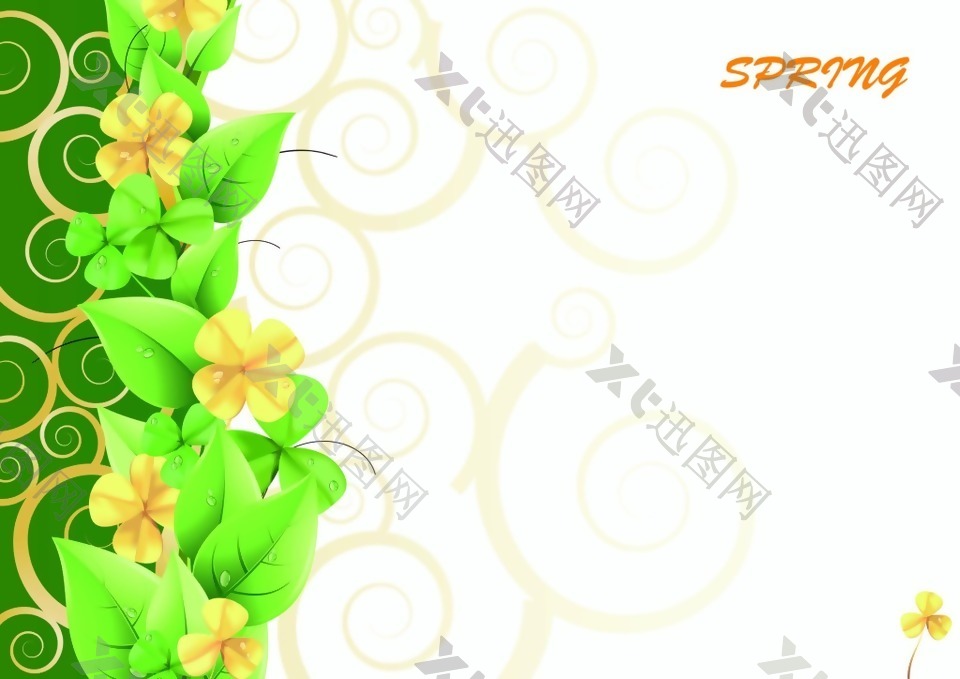 春日绿色花朵海报背景