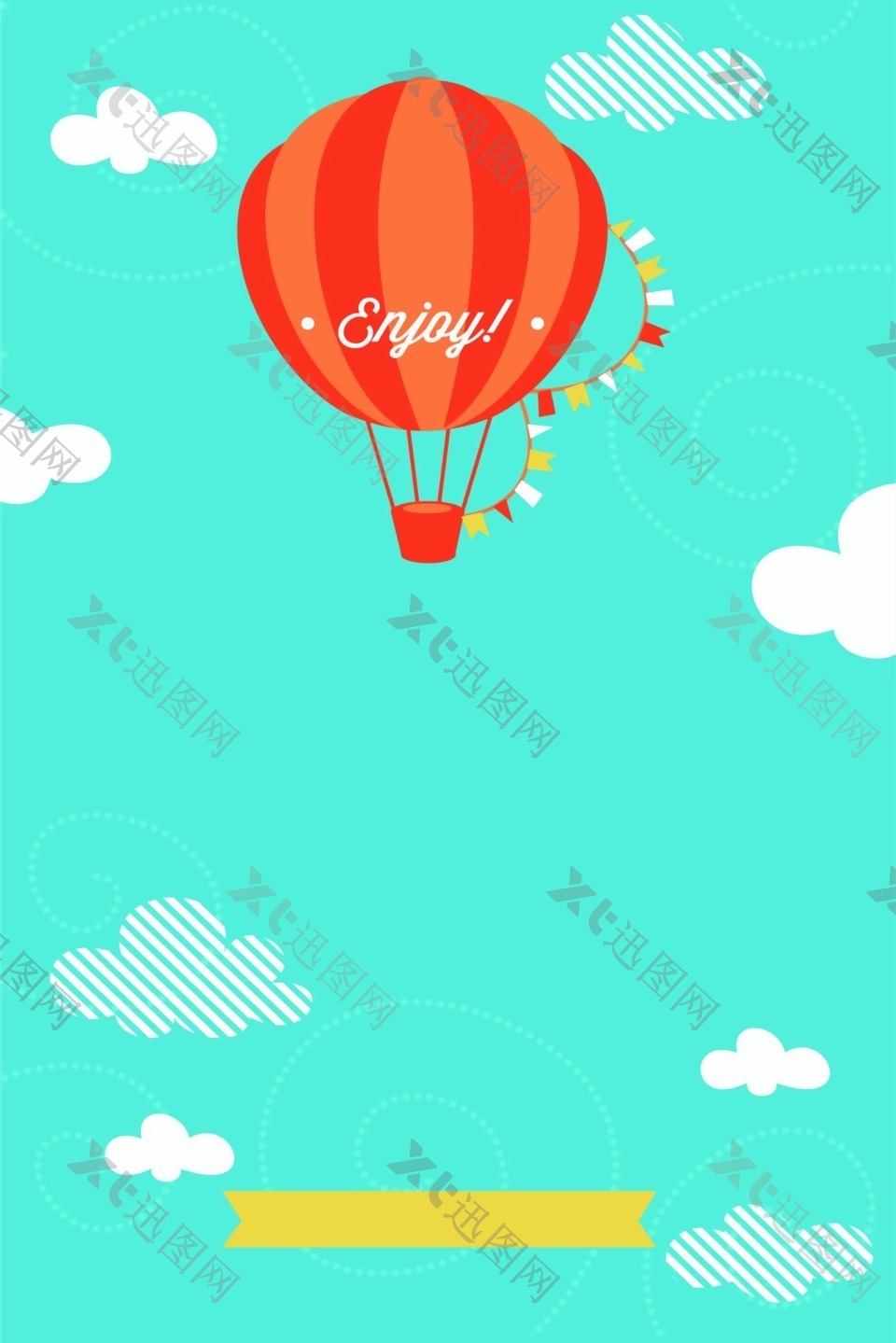 蓝天热气球度假海报背景素材