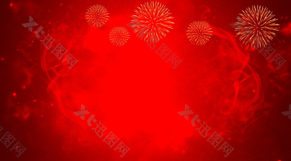 红色新年喜庆烟花背景素材