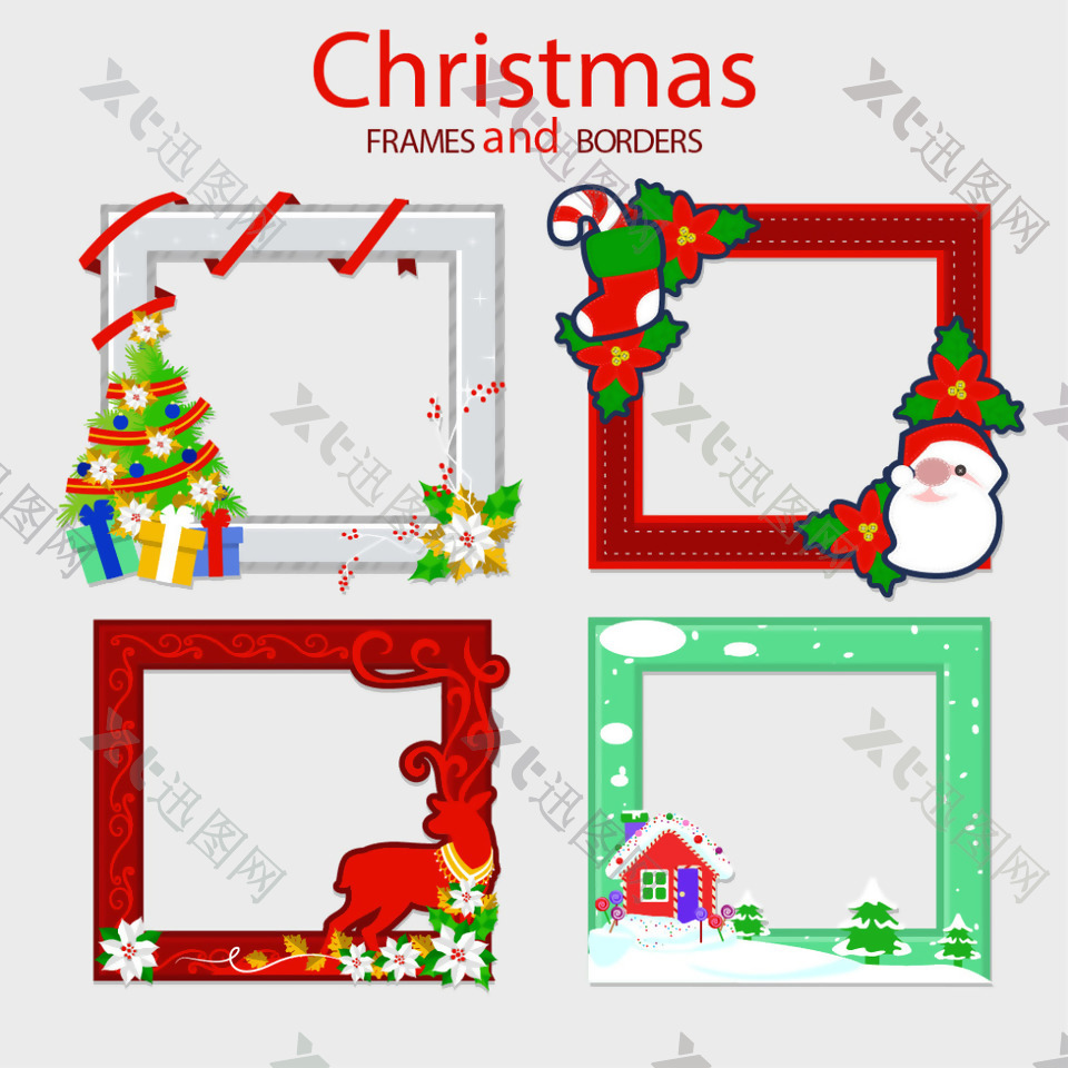四个装饰圣诞相框