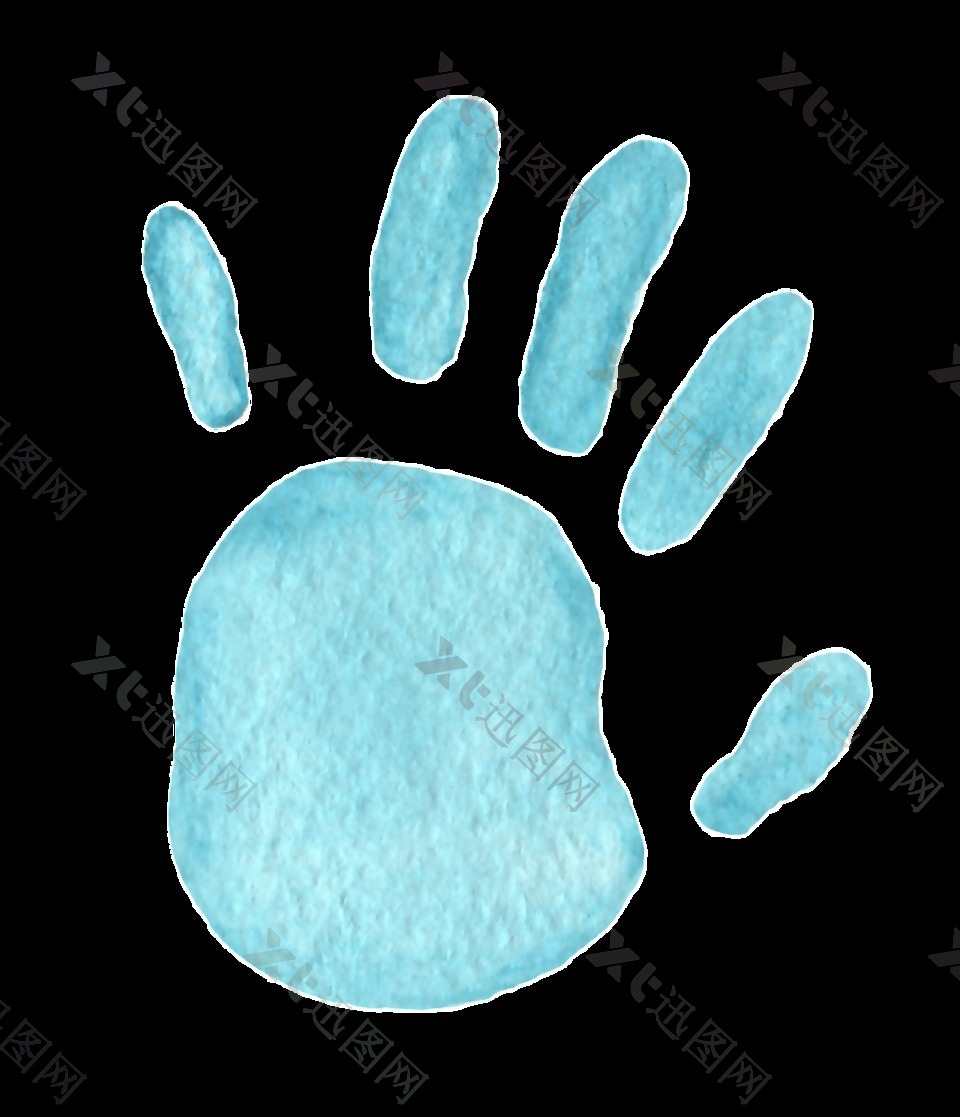 山蓝手印透明装饰素材