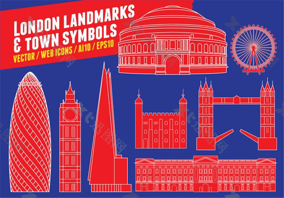 伦敦地标和城镇标志