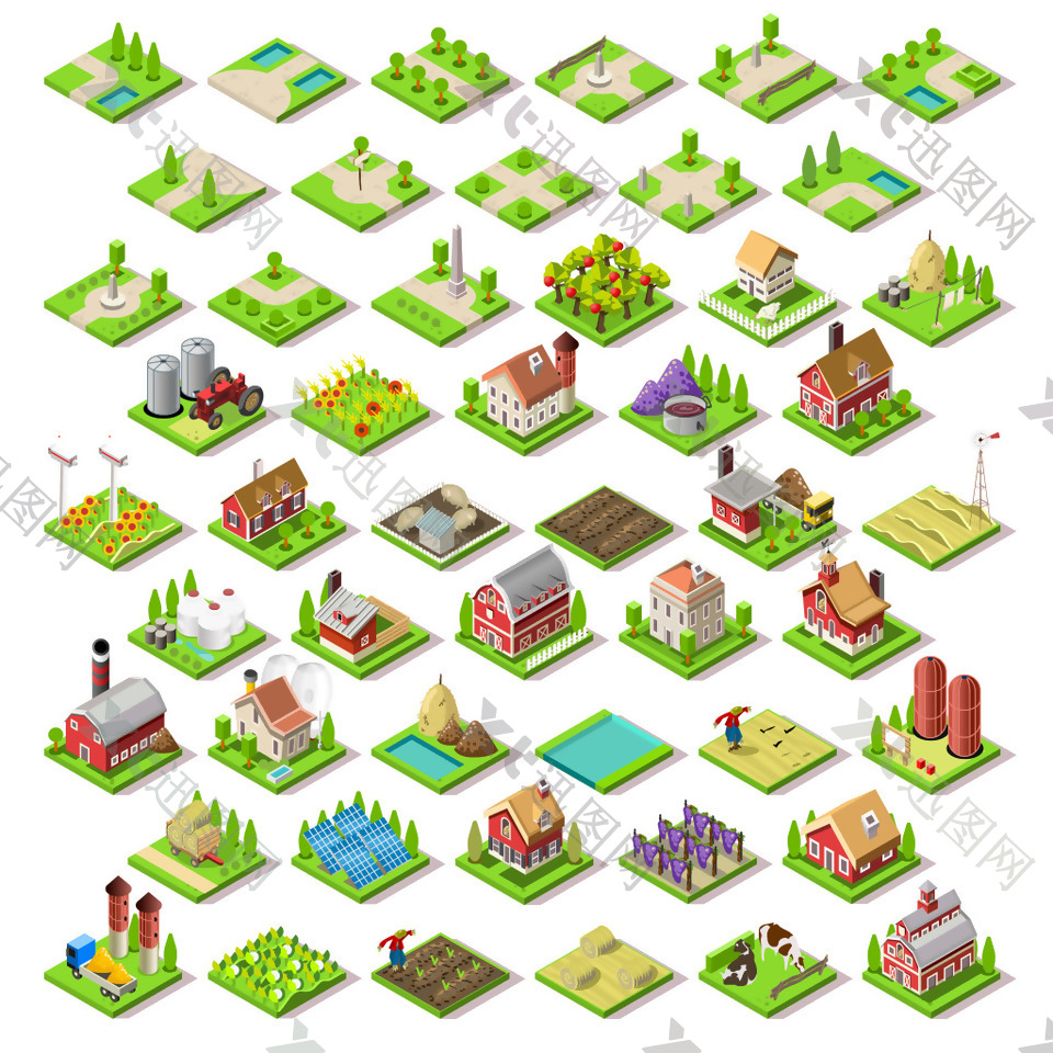 创意个性城市房屋建筑插画