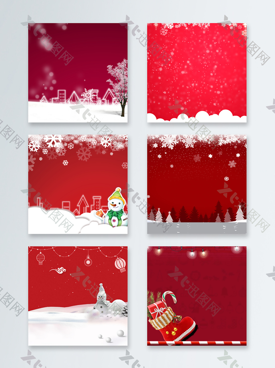 红色森林圣诞背景主图