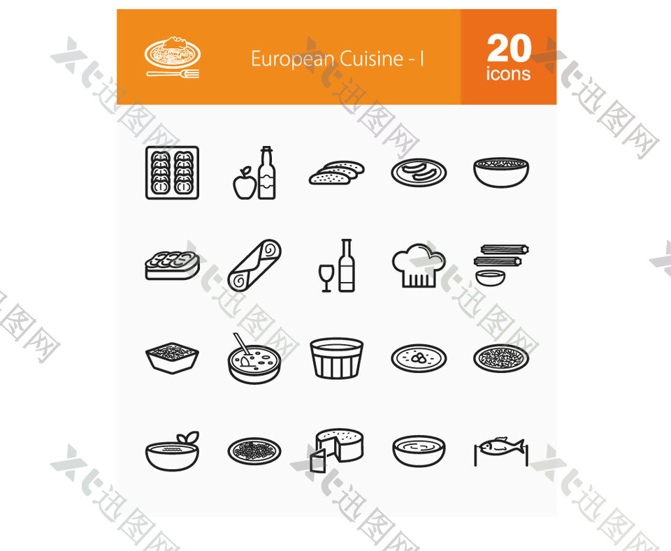 20款欧洲菜图标