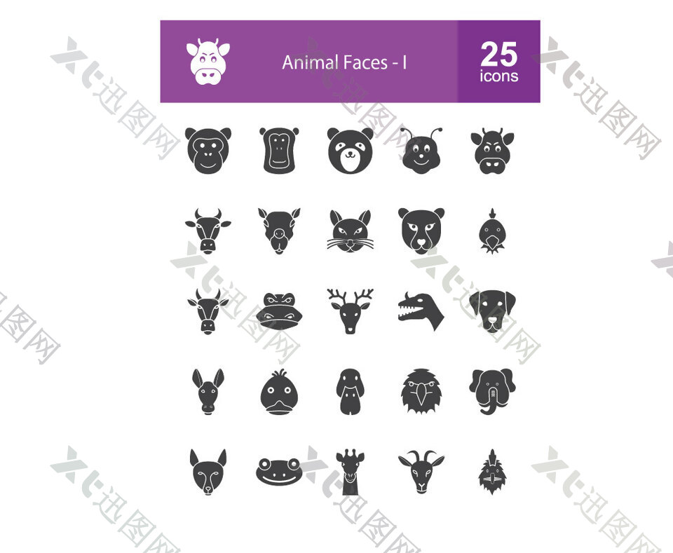 25款动物脸的图标