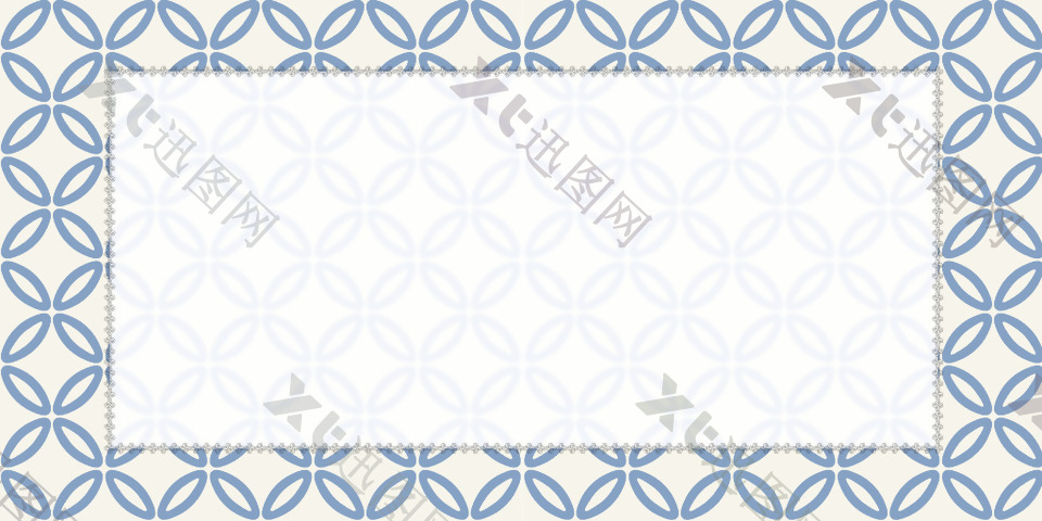 中式温婉蓝色花纹边框广告背景