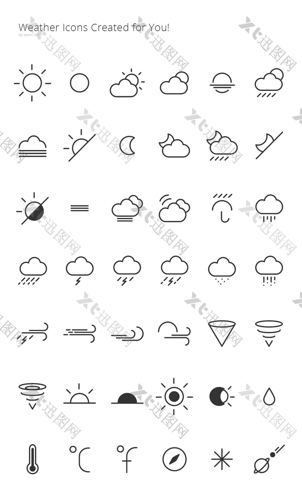 简约的天气符号和图标
