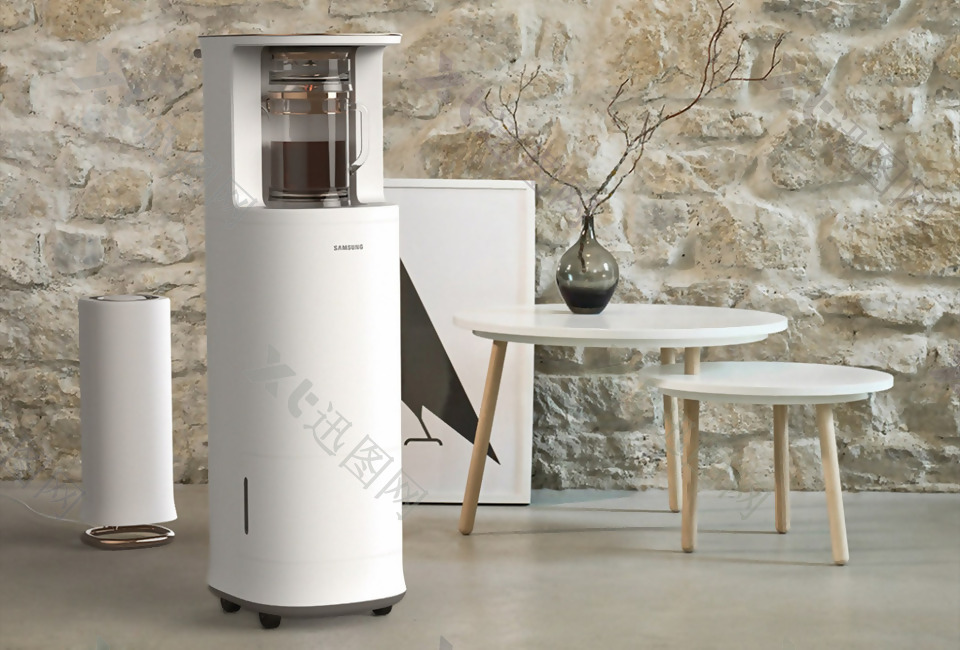 白色简约电器咖啡机产品设计