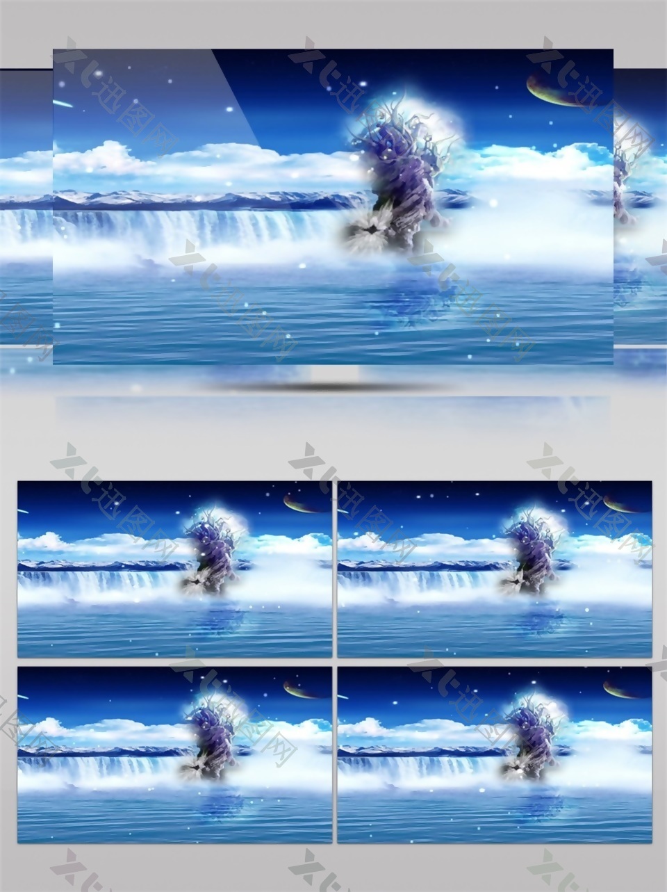 蓝色冰川雪景高清视频素材