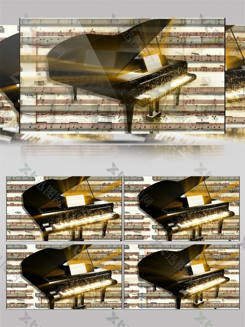 棕色钢琴油画高清视频素材