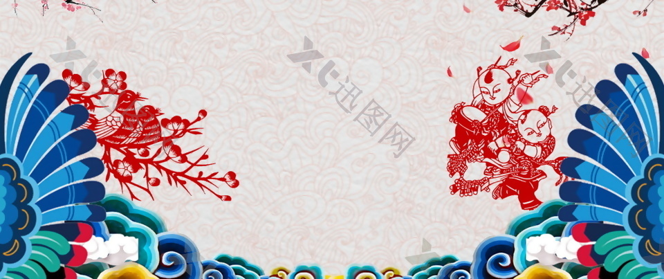 中国风春节展板背景素材