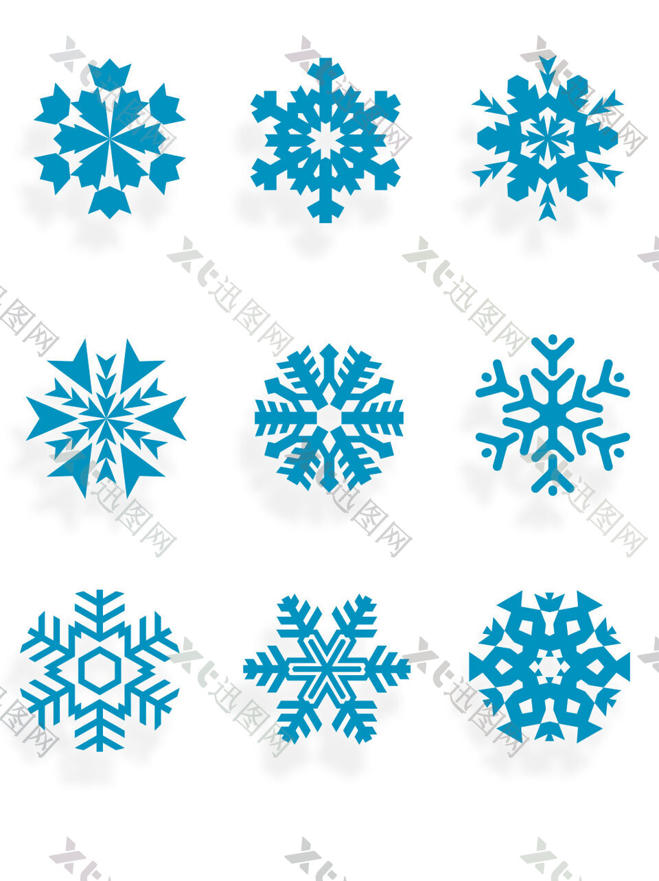 冬日雪花装饰素材矢量设计图案集合