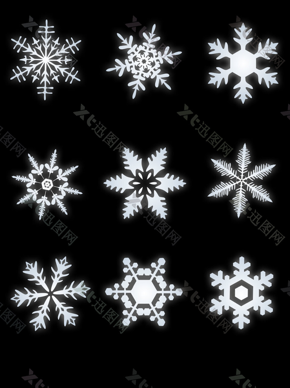 白色雪花矢量设计素材冬日装饰图案集合