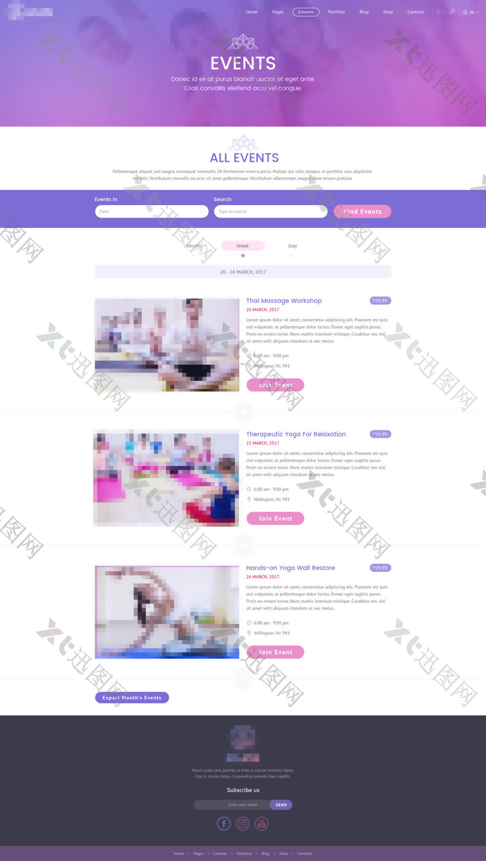 瑜伽运动健身网站界面设计-课程展示