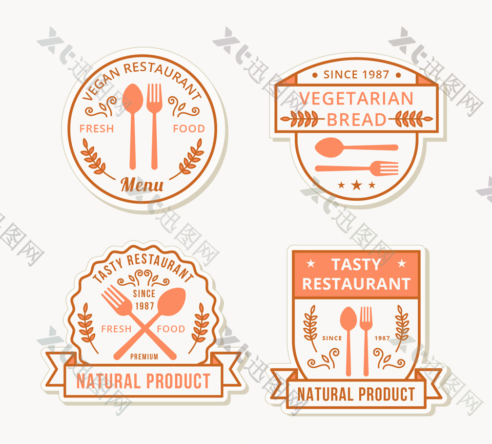 餐厅创意标签矢量素材