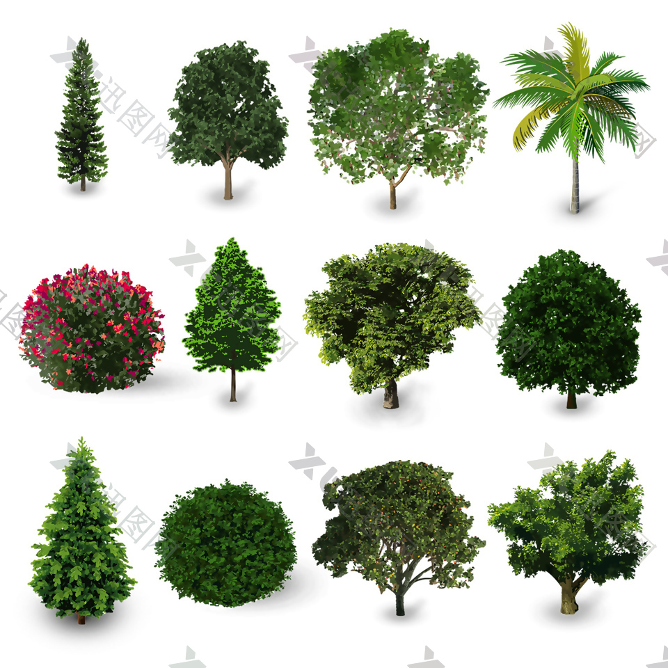 绿色树木3D图标