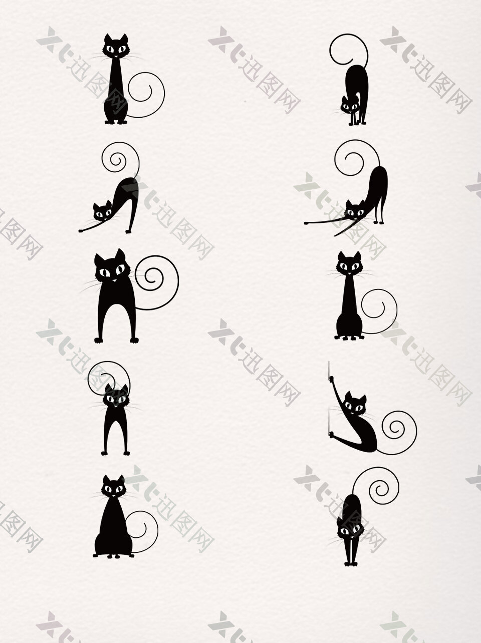 创意黑猫卡通手绘元素